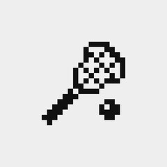 Fototapeta premium Racket, sticks and ball 1 bit games sport Pixel art icon. Design for logo game, sticker, web, mobile app, badges and patches. 