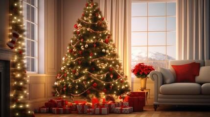 Fototapeta na wymiar festive merry christmas and happy holidays