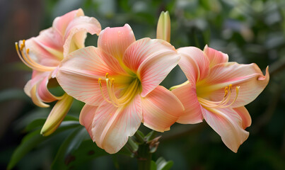 Beautiful flowers peach color blooming in the garden,Generative AI