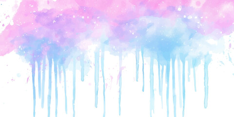 Watercolor blue and pink colors on a white background.