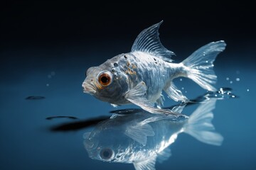 Side view of fish made of glass over gradient background