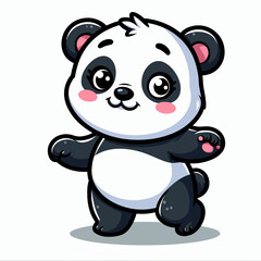 Naklejka premium Cute kawaii Panda 