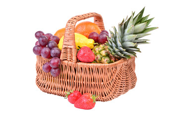 Basket of fruits isolated