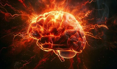 Human brain showing neurons firing and neural extensions, creativity concept, Generative AI