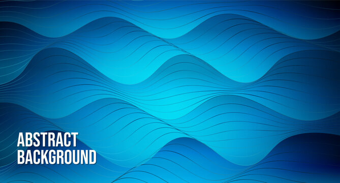 Abstract blue wave background with moving lines, ocean-themed background illustration great for wallpaper, templates, posters, banners, and presentation backgrounds.