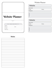 Editable Website Planner  Planner Kdp Interior printable template Design.