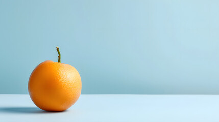 Single Fresh Orange Against Blue Gradient Background