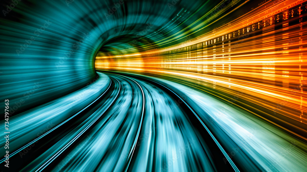 Poster the speed of light, where technology and movement blur into a symphony of color and motion, capturin