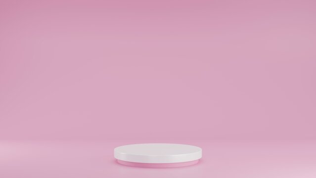 3D Rendering abstract pink background with white podium for product display © Happy.Panda789