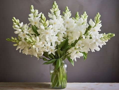 white fresh tuberose flowers on a vase