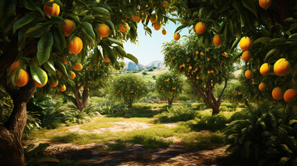 Garden of mango trees - obrazy, fototapety, plakaty