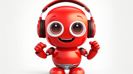Friendly positive cute cartoon red robot