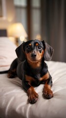 Dachshund resting on bed
