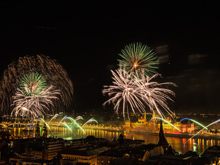 Fireworks on Saint Stephen day in Budapest