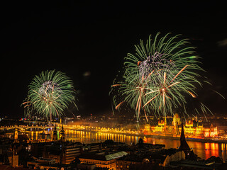 Fireworks on Saint Stephen day in Budapest
