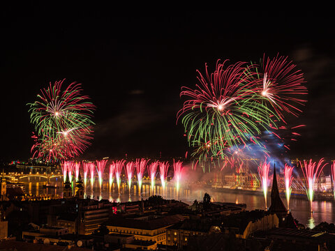 Fireworks on Saint Stephen day in Budapest