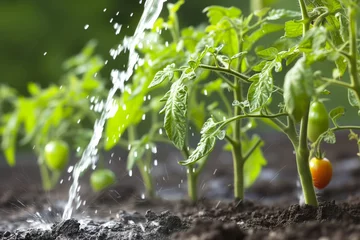Poster closeup of tomato plants being watered © Alfazet Chronicles