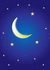 Obraz na płótnie Canvas Beautiful moon stars background blue gradient