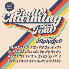 Color Version Smile Charming groovy vintage retro bold Font alphabet