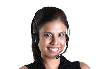 Happy female customer service representative