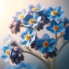 Fototapeta na wymiar forget-me-nots on a light background. forget-me-not flowers. beautiful blue flowers 