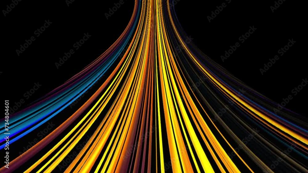 Sticker colorful abstract light streaks flowing on black background. big data, speed loop able animation