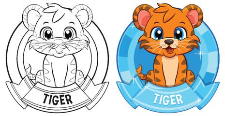 Colorful and outlined tiger mascot designs