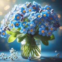forget-me-nots on a light background. forget-me-not flowers. beautiful blue flowers 