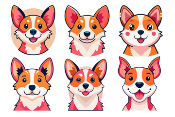 set of dogs, Dogs faces collection, Cartoon dog faces set