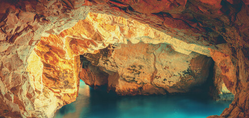 Rosh HaNikra grottoes, Israel. Nature landscape