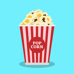 Popcorn box flat vector design isolated on white background