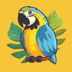 Parrot vector design for branding. Flat design parrot logo, cute and playful cartoon illustration. 