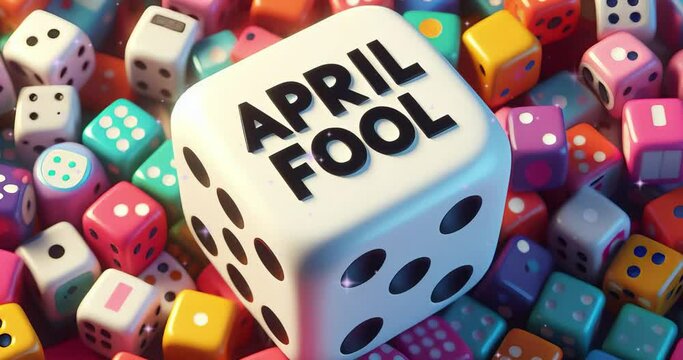 dice background for april fool, birthday party. copy space	
