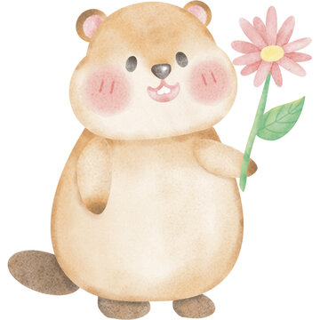 recommend clip art: groundhog day watercolor