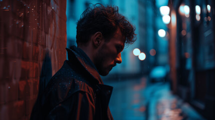 Fototapeta premium The shadows dance across the subject's face, adding depth and mystery to the portrait