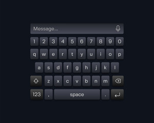 Mobile keyboard. Smartphone screen qwerty buttons. Vector template for your design.