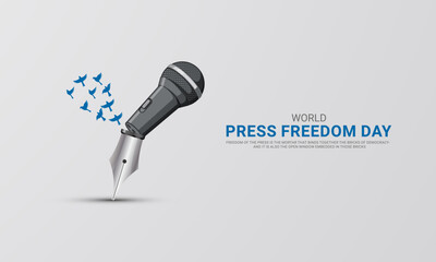 World press freedom day. World Press Day to raise awareness of the importance of freedom of the press. 3D Illustration