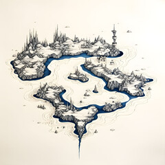whimsical island illustration – fantasy world-making maps (generative AI)