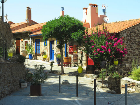 Colliure, France; July  8 - 2023: Very beautiful views of the medieval streets of the town of Collioure on southern coast of France