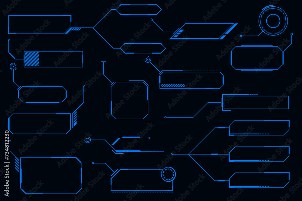 Poster vector hud element frame technology futuristic interface. cyberpunk design element.