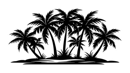 Fototapeta na wymiar Silhouette of palm trees. Vector tropical palm trees