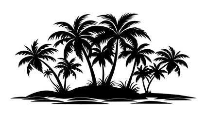 Silhouette of palm trees. Isolated tropical palms