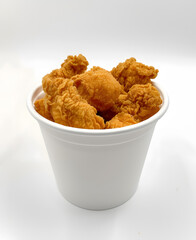 Fried chicken in a paper bucket mock up isolated on white background