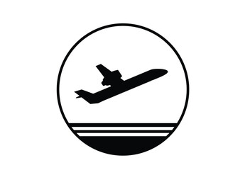 Airplane taking off symbol. Editable Clip Art.
