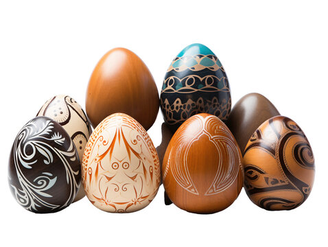 a group of eggs with designs on them
