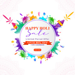 Vector illustration of Happy Holi Sale social media feed template