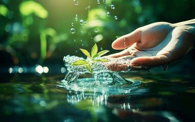 She scooped up the water with her hands and found a leaf in her palm.