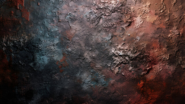 A dark background with a rusty texture and a dark blue background.Abstract Painting of Red and Yellow Colors, Abstract background with grunge and distressed textures

