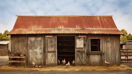 Fototapeta na wymiar farm chicken barn
