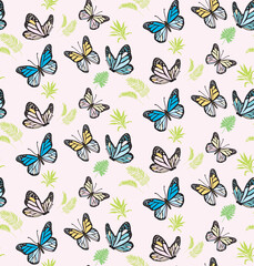 Butterfly Leaf
 Vector Butterflies Abstract Floral Seamless Patterns Modern Exotic Design for Paper Cover Fabric Interior Decoration and Other Uses Print Textile